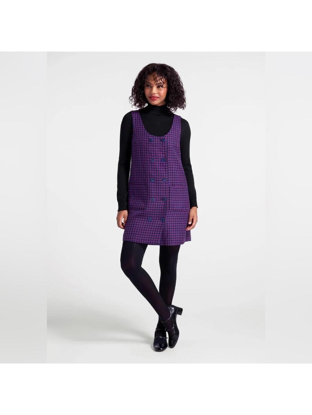 Purple and Black Checkered Dress - ModCloth